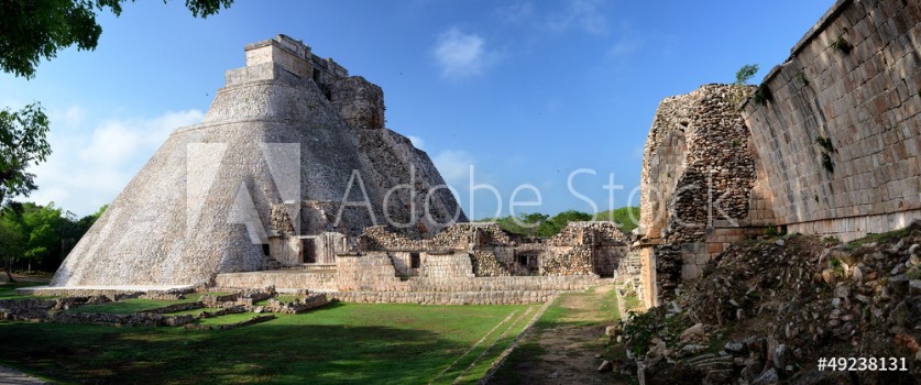 Picture of Magician pyramid in the Maya city of Uxmal Yucatan